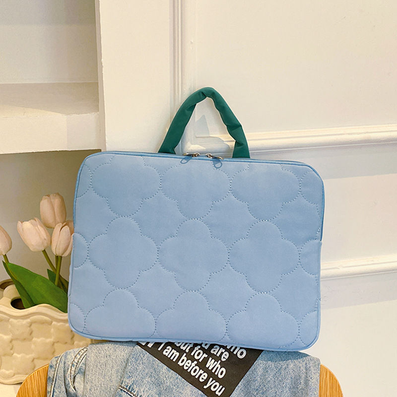 Torba za prijenosno računalo u korejskom stilu s geometrijskim uzorkom, ultralagana, vodootporna najlon konstrukcija, pliš podstava, zaštita protiv krađe