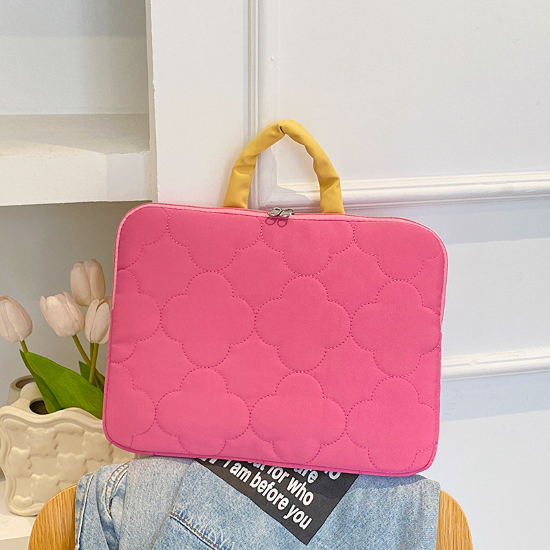 Torba za prijenosno računalo u korejskom stilu s geometrijskim uzorkom, ultralagana, vodootporna najlon konstrukcija, pliš podstava, zaštita protiv krađe