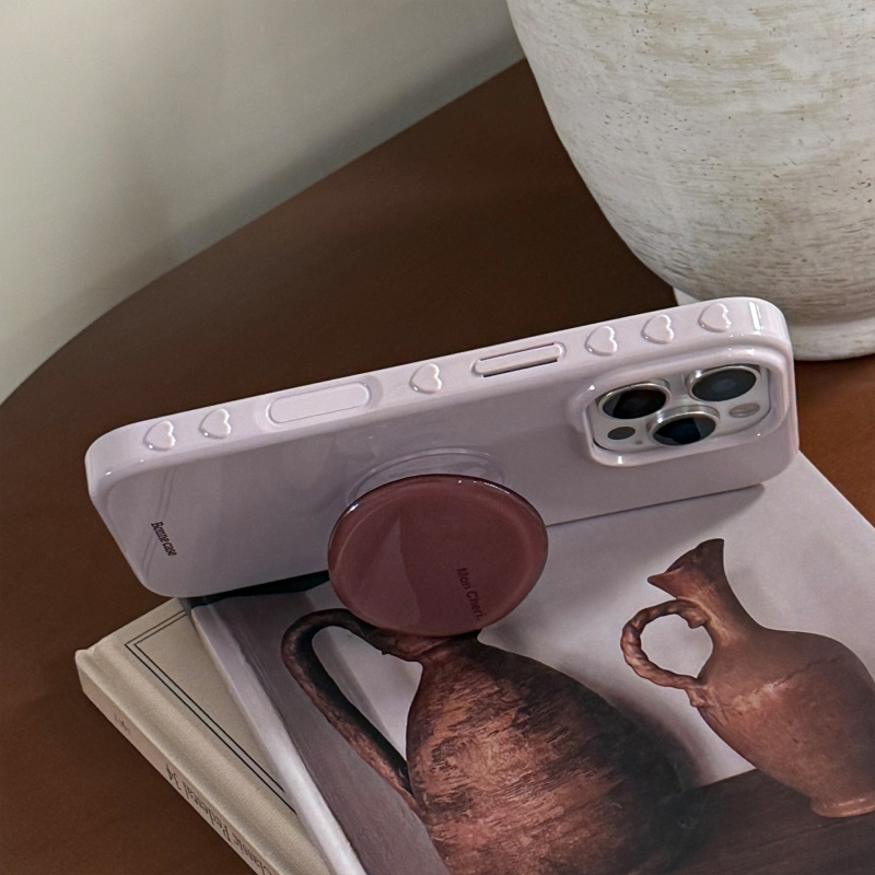 Etui s ametistnim stalakom za iPhone 14 Pro Max – mekani TPU, potpuna zaštita, retro minimalistička ljubičasta