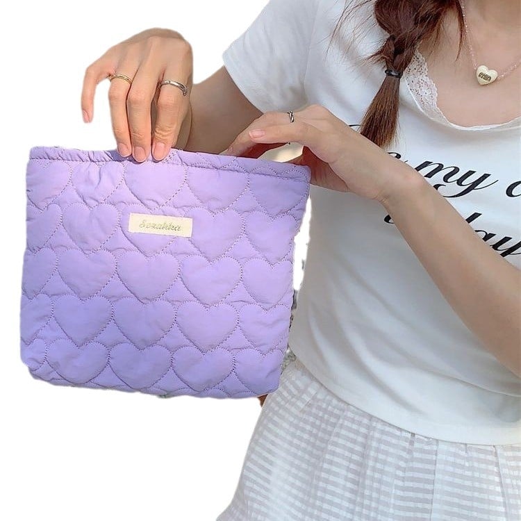 Kozmetička torbica s motivom srca, unutarnja torba, pamuk, podstava: poplin, za žene (Materijal: Pamuk; Uzorak: Ljubav; Podstava: Poplin; Namjena: Pohrana; Spol: Žene)