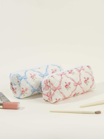 Ženska torbica od pamuka s mašnicom, velika kapacita za kozmetiku — organizator torbe (Materijal: pamuk; Scenariji uporabe: svakodnevno; Spol: žena; Stil: svježe i slatko; Sezona: proljeće 2024)