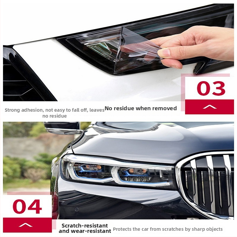 Film pentru faruri Tesla Model 3 și Model Y – TPU HD transparent, folie moale, cu schimbare de culoare (2019–2022)