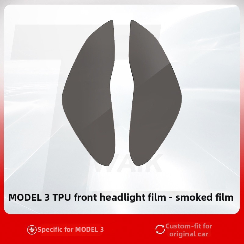 Film pentru faruri Tesla Model 3 și Model Y – TPU HD transparent, folie moale, cu schimbare de culoare (2019–2022)