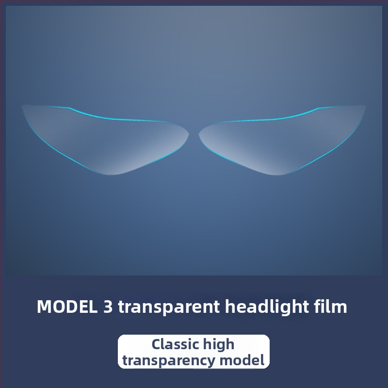 Film pentru faruri Tesla Model 3 și Model Y – TPU HD transparent, folie moale, cu schimbare de culoare (2019–2022)