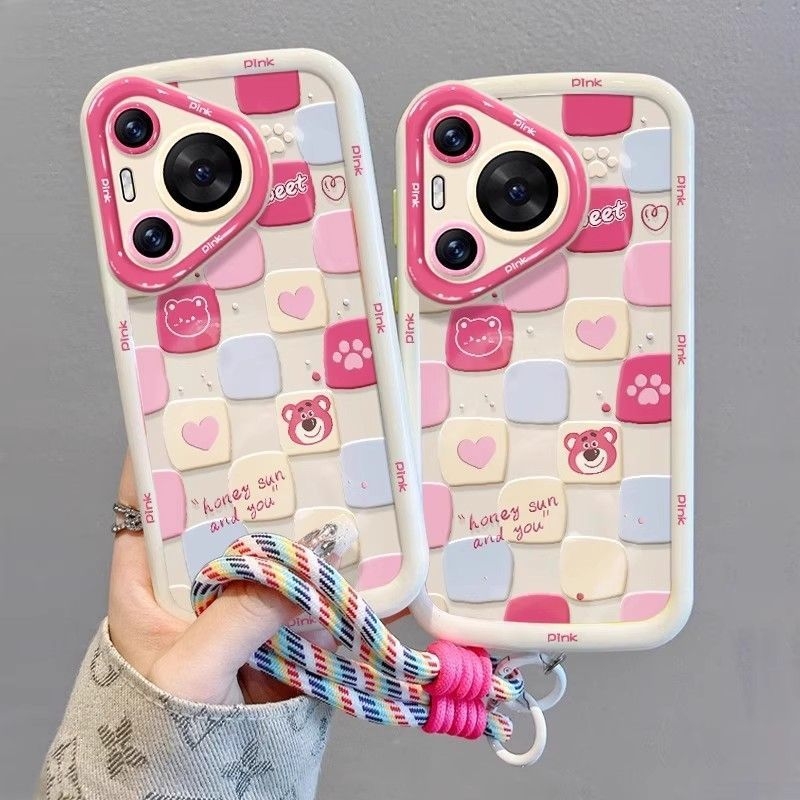 Pouzdro Huawei s plnou ochranou proti pádu, silikón, kreslený medvedí dizajn, postrekovaná povrchová úprava