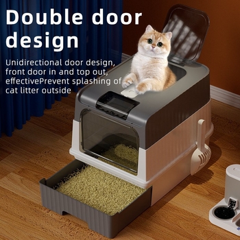 Κλειστή γατοτουαλέτα, σχεδίαση τύπου συρταριού, τετράγωνη κατασκευή από PP, εύκολο στον καθαρισμό