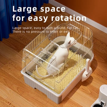 Κλειστή γατοτουαλέτα, σχεδίαση τύπου συρταριού, τετράγωνη κατασκευή από PP, εύκολο στον καθαρισμό