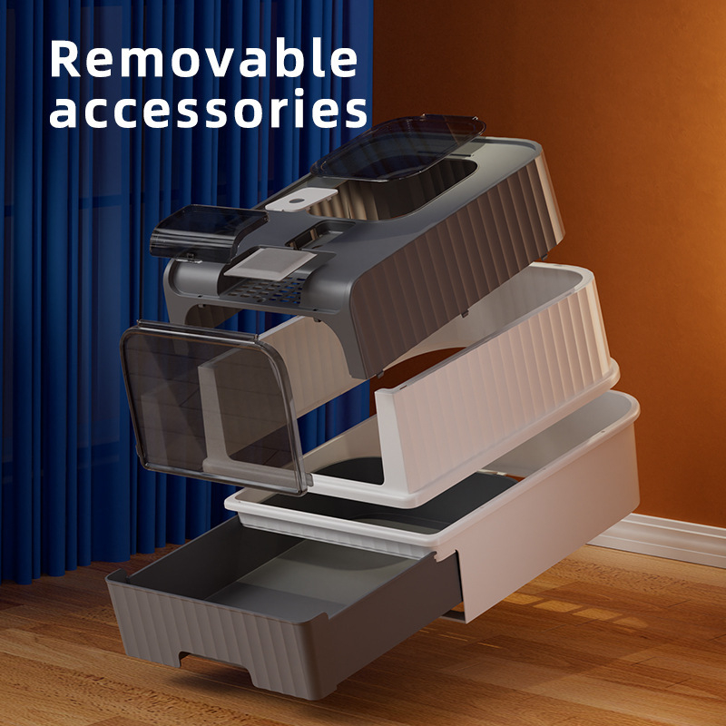 Κλειστή γατοτουαλέτα, σχεδίαση τύπου συρταριού, τετράγωνη κατασκευή από PP, εύκολο στον καθαρισμό