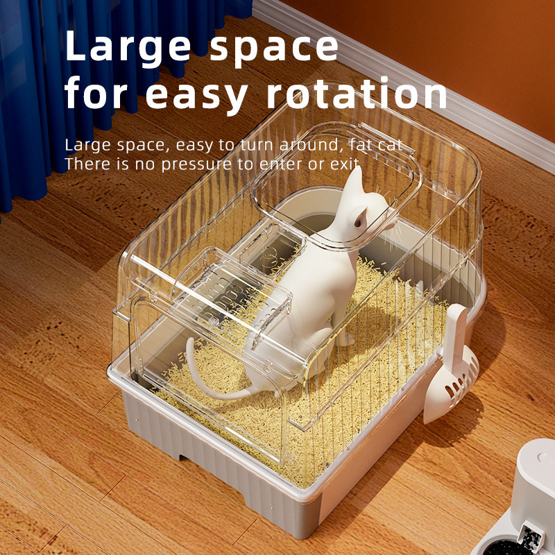 Κλειστή γατοτουαλέτα, σχεδίαση τύπου συρταριού, τετράγωνη κατασκευή από PP, εύκολο στον καθαρισμό