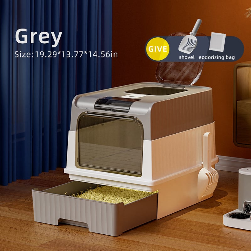 Κλειστή γατοτουαλέτα, σχεδίαση τύπου συρταριού, τετράγωνη κατασκευή από PP, εύκολο στον καθαρισμό