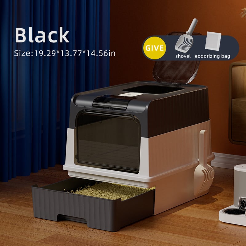 Κλειστή γατοτουαλέτα, σχεδίαση τύπου συρταριού, τετράγωνη κατασκευή από PP, εύκολο στον καθαρισμό