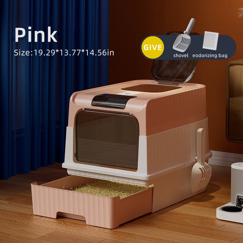 Κλειστή γατοτουαλέτα, σχεδίαση τύπου συρταριού, τετράγωνη κατασκευή από PP, εύκολο στον καθαρισμό