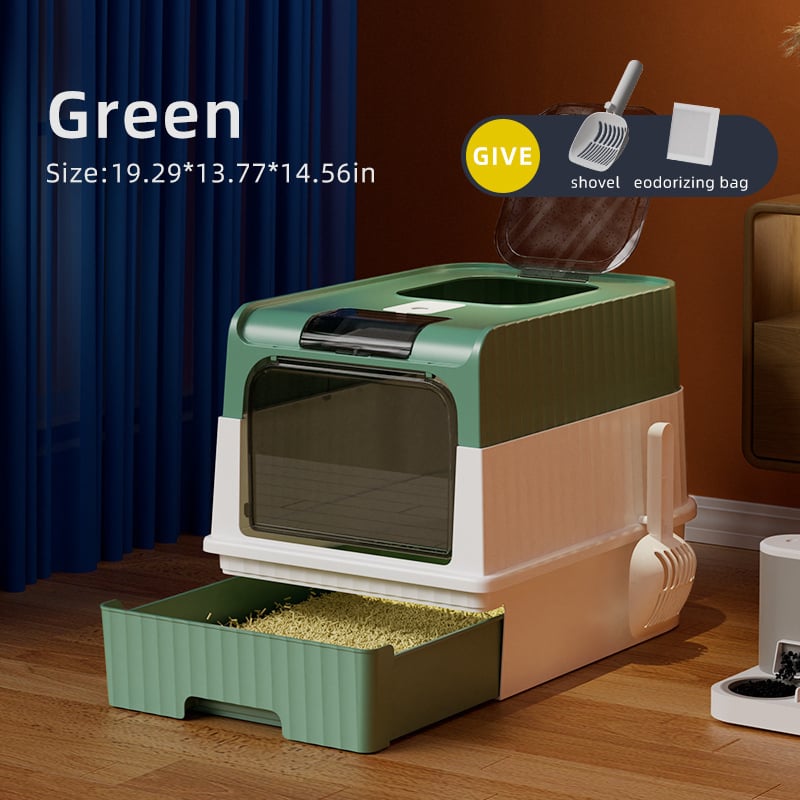 Κλειστή γατοτουαλέτα, σχεδίαση τύπου συρταριού, τετράγωνη κατασκευή από PP, εύκολο στον καθαρισμό