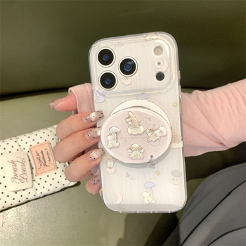  husă din silicon pentru iPhone cu prindere magnetică, antișoc, gravură, design cu stele striate, lună și animale mici, compatibilă cu iPhone 11–14 Pro/Max