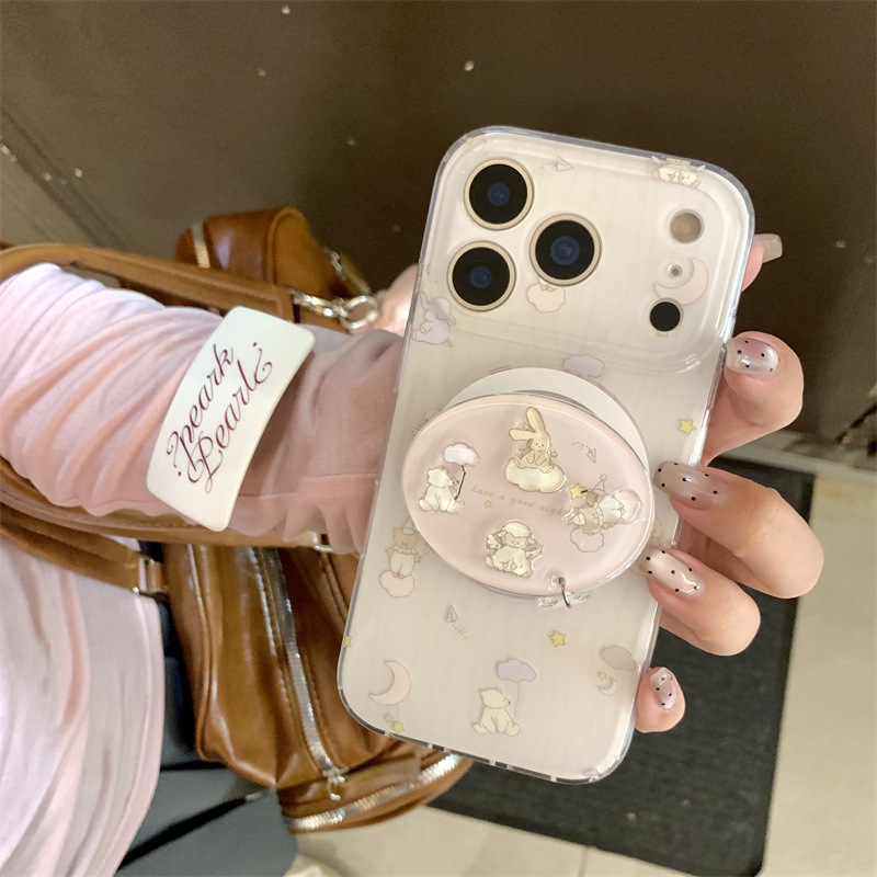  husă din silicon pentru iPhone cu prindere magnetică, antișoc, gravură, design cu stele striate, lună și animale mici, compatibilă cu iPhone 11–14 Pro/Max