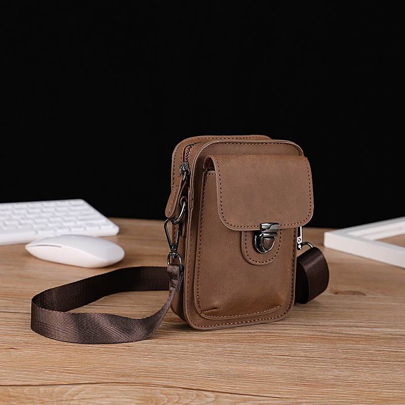 PU koža torbica za mobitel, zatvaranje na zatvarač, vertikalni kvadratni oblik, džepić za novčiće, unisex crossbody