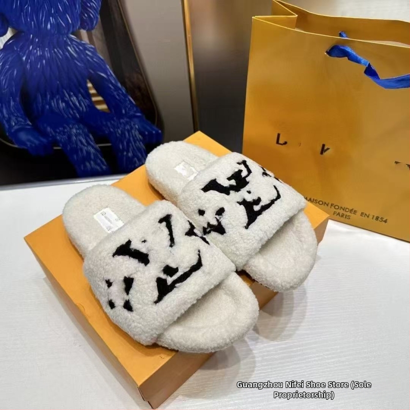 Moteriškos vilnos šlepetės su avies vilnos įdėklu, gumos padas, slip-on, plokščias dizainas, kvėpuojančios, lengvos