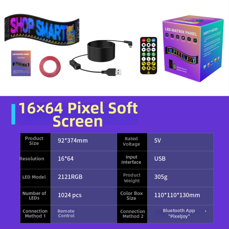 Elastīgs ārējais LED reklāmas ekrāns ar pilnkrāsu attēlu, P4 pikseļu soli, Sanan čips, 5V, Bluetooth atbalsts, sienas uzstādīšana.