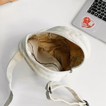 Vászonból készült shell táska, utcai stílusú, cipzárral és telefontartó rekesszel