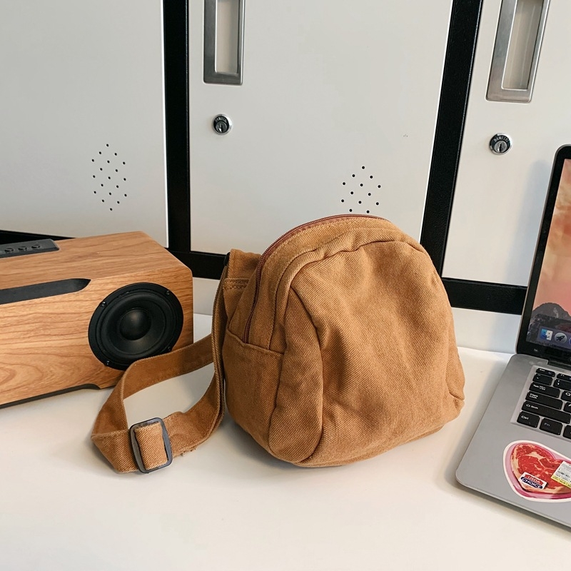 Vászonból készült shell táska, utcai stílusú, cipzárral és telefontartó rekesszel