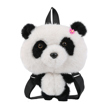 Plyšová panda taška, na rameno, so zips otvor, tvar kresleného zvieraťa