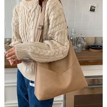 Tote чанта за жени – урбан стил, PU материя, вертикална квадратна форма, магнитно закопчаване, есен 2025