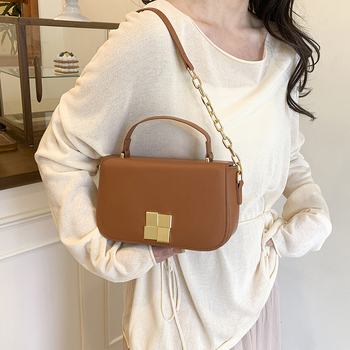 Малка квадратна чанта | PU кожа, хоризонтална квадратна форма, магнитно закопчаване, единична презрамка, уличен стил