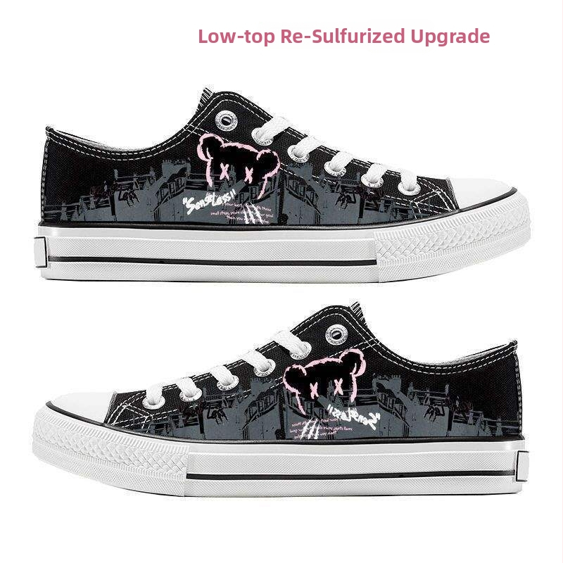 Vīriešu auduma augstās sporta kurpes — augsts purngals, šņorēšana, karikatūru raksts