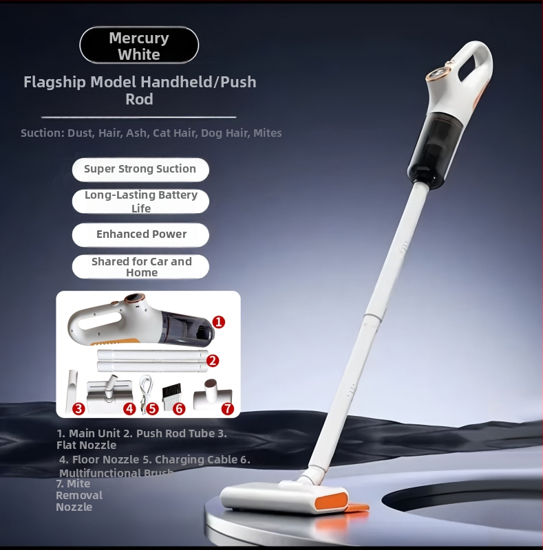 Juhtmevaba vaakum auto ja kodu jaoks - märg- ja kuivpuhastus, imemisvõimsus kuni 15 kPa, sisseehitatud 2000–2500 mAh aku, USB laadimine, 2-ühes puhastushari ja imemine