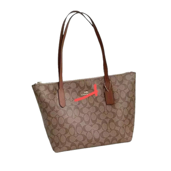 PVC дамска Tote чанта за рамо с принт, хоризонтална квадратна форма, горно затваряне с цип, подплата полиестер