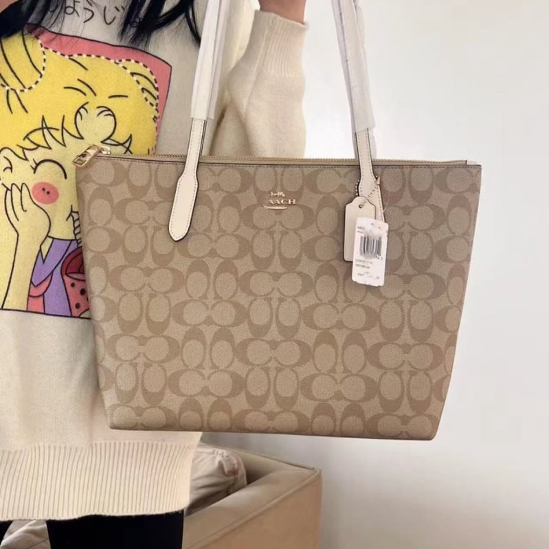 PVC дамска Tote чанта за рамо с принт, хоризонтална квадратна форма, горно затваряне с цип, подплата полиестер