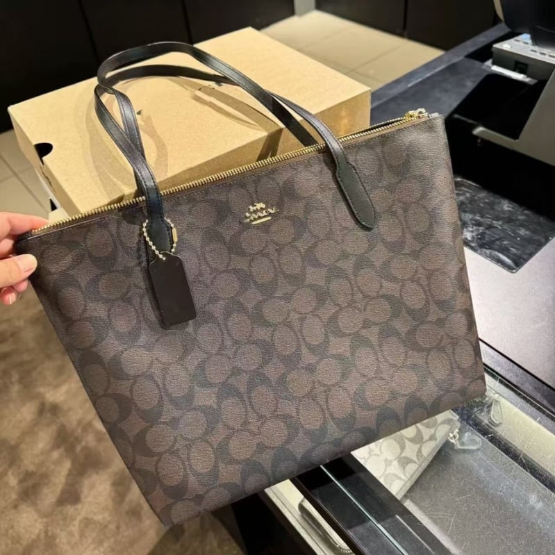 PVC дамска Tote чанта за рамо с принт, хоризонтална квадратна форма, горно затваряне с цип, подплата полиестер