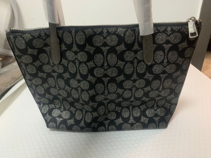 PVC дамска Tote чанта за рамо с принт, хоризонтална квадратна форма, горно затваряне с цип, подплата полиестер