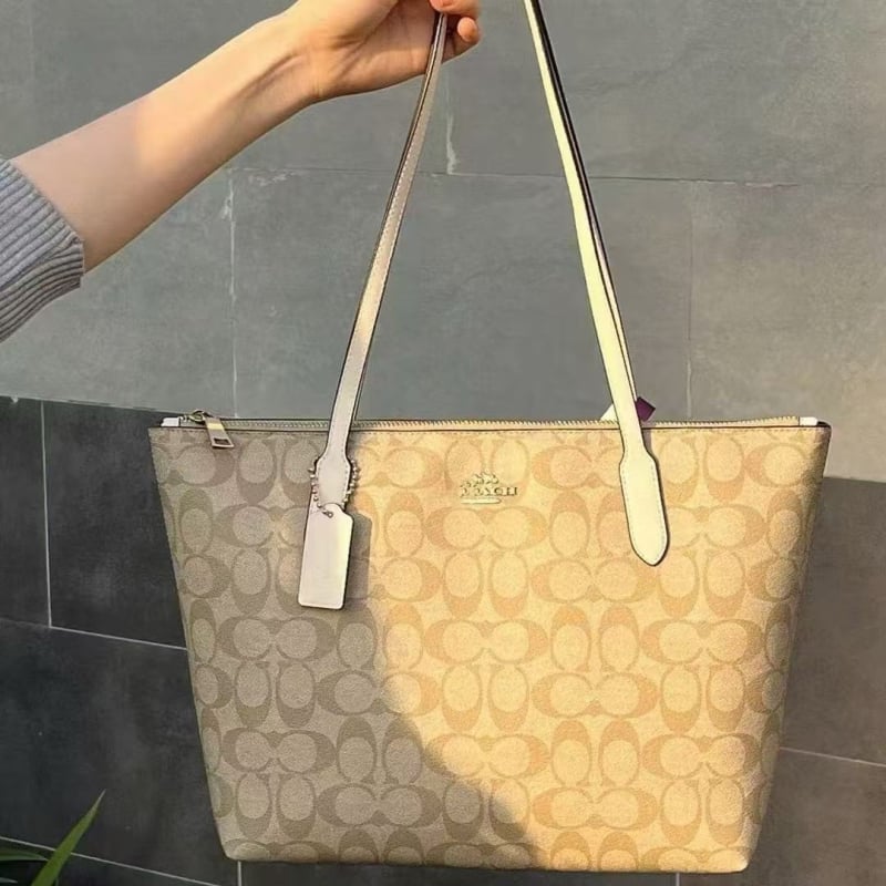 PVC дамска Tote чанта за рамо с принт, хоризонтална квадратна форма, горно затваряне с цип, подплата полиестер