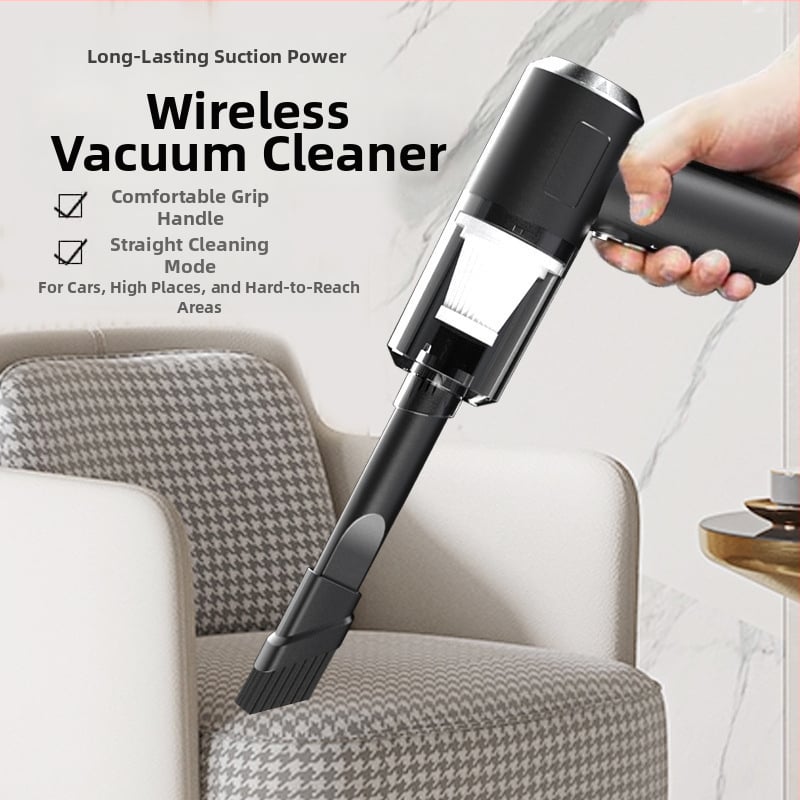Mini juhtmevaba auto tolmuimeja, käsitsi, USB toide, sisseehitatud 501–800 mAh aku, imemisjõud 2100–3000 Pa, müra alla 36 dB