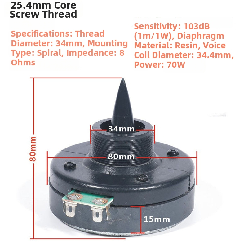 Horn augšfrekvenču vadītājs ar skrūvju stiprinājumu, 25 kodolu / 34 kodolu / 44 kodolu, skatuves skaļruņiem
