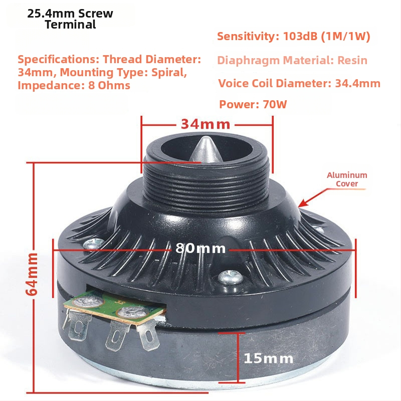 Horn augšfrekvenču vadītājs ar skrūvju stiprinājumu, 25 kodolu / 34 kodolu / 44 kodolu, skatuves skaļruņiem