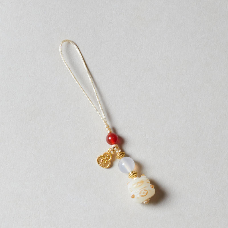 Mobiltelefon medál szénhez égetett Bodhi gyökérrel, macska karma talizmán, uniszex dekorat medál a táskára