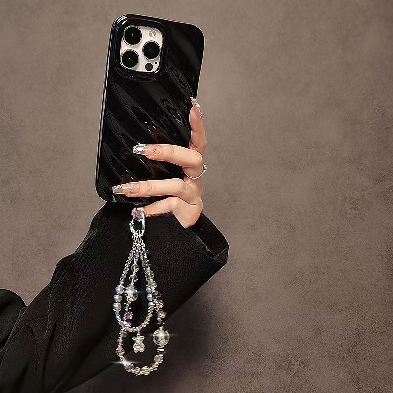 Mobiltelefon-lanyard mesterséges kristályból, kézzel készített, PVC zsinór, fém csat, nőies stílus