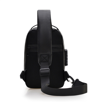 Geantă de piept pentru bărbați cu carcasă rigidă, material PU, stil urban minimalist, rezistent la uzură