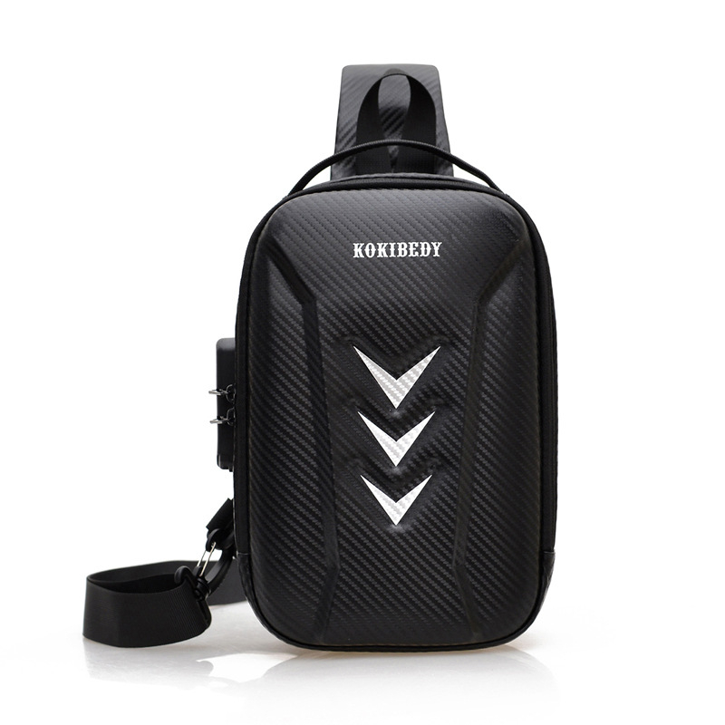 Geantă de piept pentru bărbați cu carcasă rigidă, material PU, stil urban minimalist, rezistent la uzură