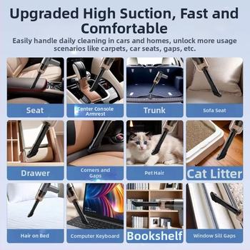 Автомобилен вакуум за почистване - безчетков мотор, силно всмукване (7.4V; 100W; 11000Pa; безжичен)