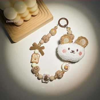 Korálik na telefón z akrylových korálok, ručne vyrobené, milý vzor medvedíka/mačky, prívesok na tašku, Zima 2023