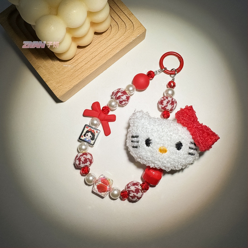 Korálik na telefón z akrylových korálok, ručne vyrobené, milý vzor medvedíka/mačky, prívesok na tašku, Zima 2023