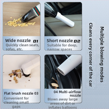 Prenosný ručný vysávač do auta - 3.7V, 45W, 4500 Pa, bezdrôtový, výdrž batérie 120 min