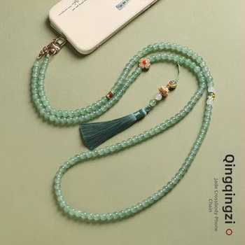 Telefonkiegészítő: zen ihletésű gyöngyös nyakpánt geometriás üveggyöngyökkel, uniszex stílus, termékkód CXL048, egyedi csomagolás