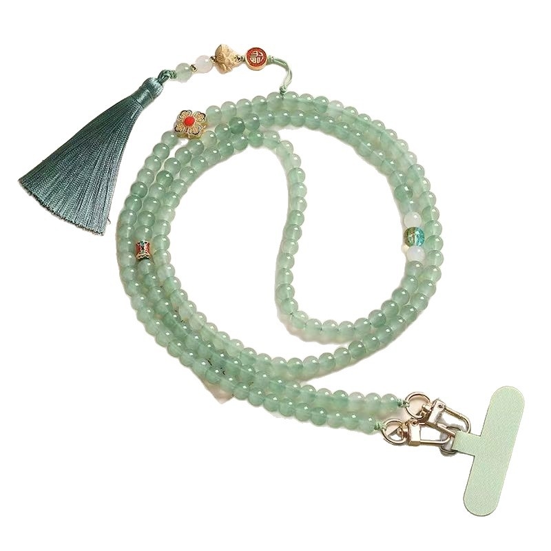 Telefonkiegészítő: zen ihletésű gyöngyös nyakpánt geometriás üveggyöngyökkel, uniszex stílus, termékkód CXL048, egyedi csomagolás