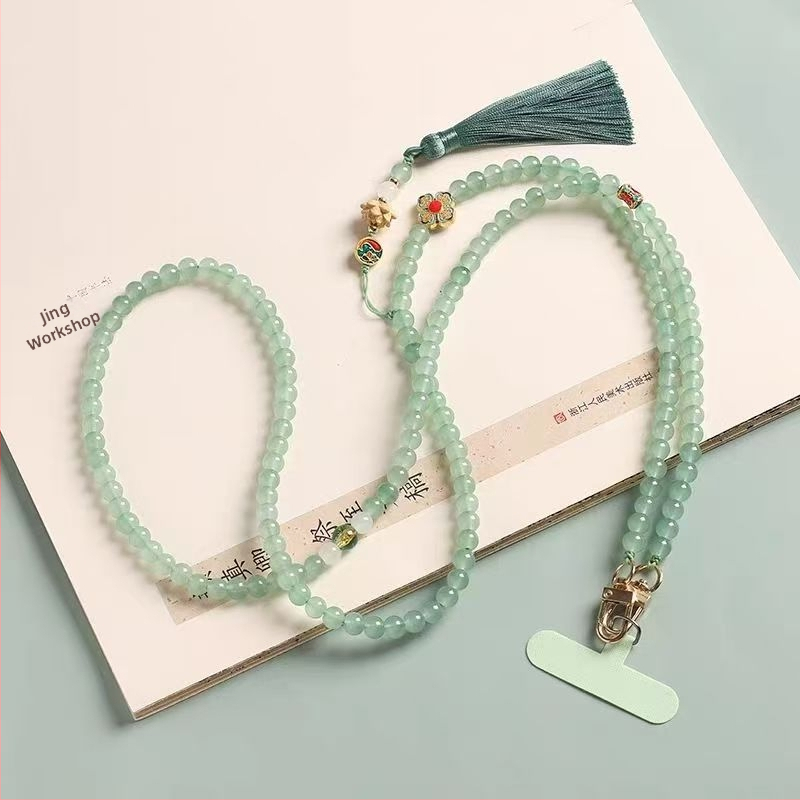 Telefonkiegészítő: zen ihletésű gyöngyös nyakpánt geometriás üveggyöngyökkel, uniszex stílus, termékkód CXL048, egyedi csomagolás