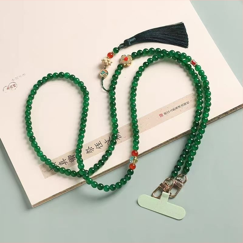 Telefonkiegészítő: zen ihletésű gyöngyös nyakpánt geometriás üveggyöngyökkel, uniszex stílus, termékkód CXL048, egyedi csomagolás