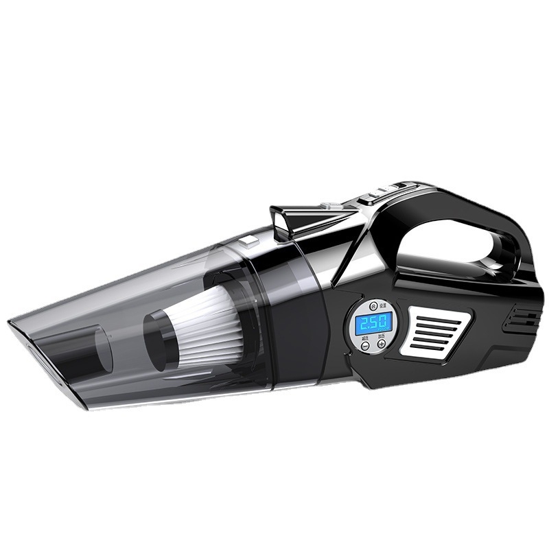 Prijenosni automobilni usisavač s pumpom za napuhivanje, rasvjetom i mjerenjem tlaka u gumama – 12V, 120W, 5500Pa